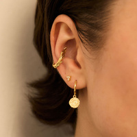 Złoty kolczyk z listkami Birdy N°2