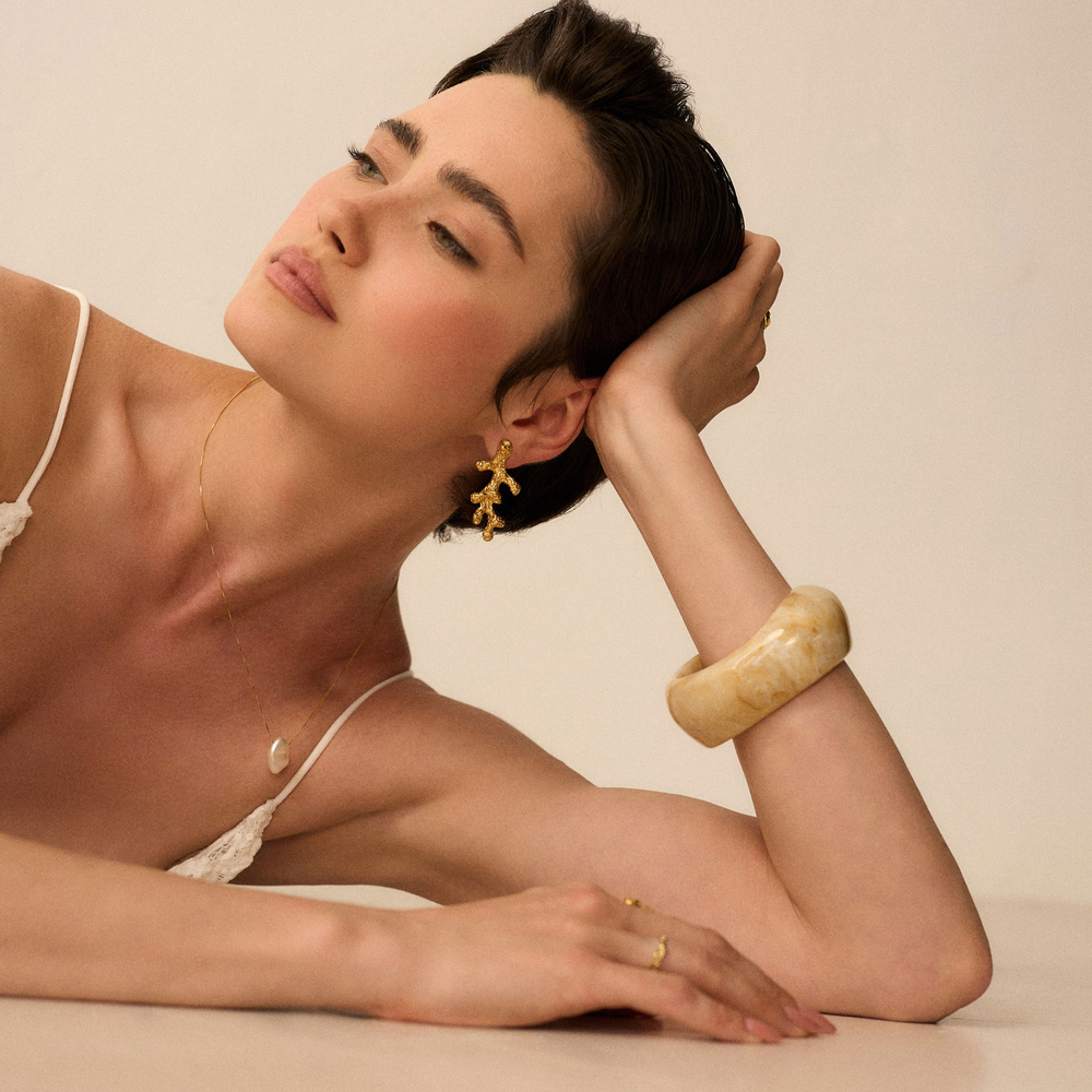 Złote kolczyki Coral Reef