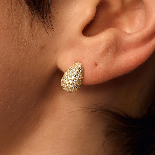 Złote kolczyki łezki z cyrkoniami mini (srebro 925)