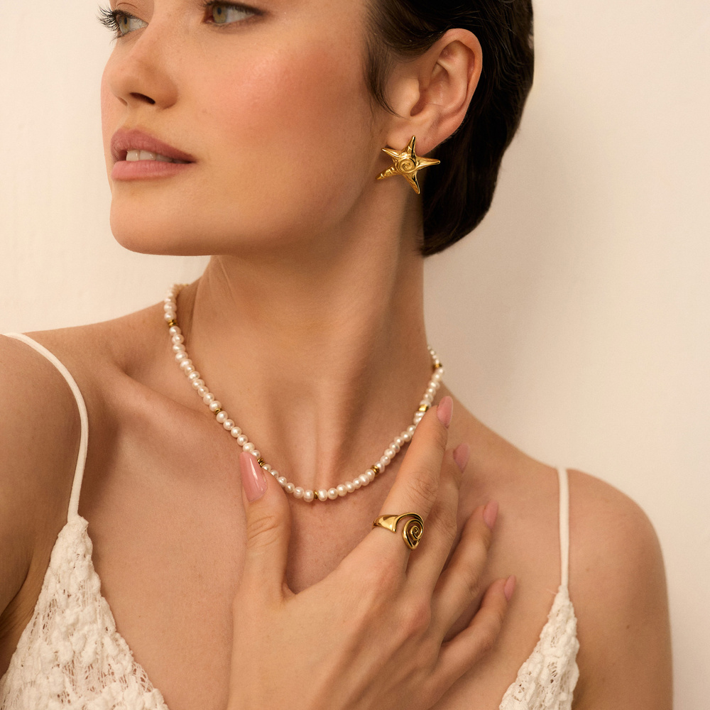 Złote kolczyki Starfish N°2