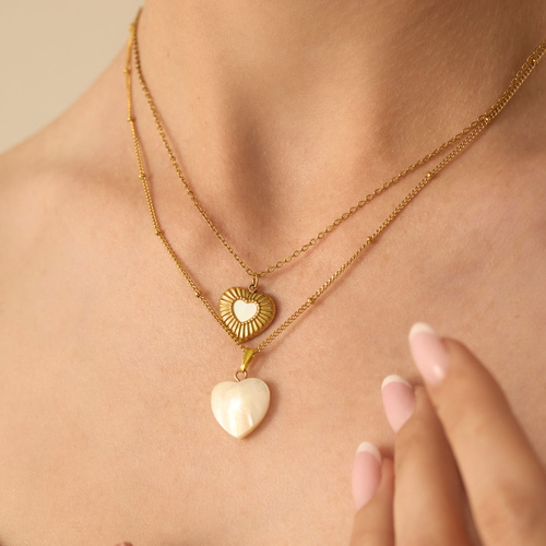 Złoty naszyjnik  z zawieszką z masy perłowej Pearl Heart N°4