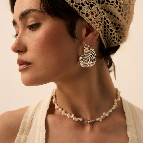 Srebrne kolczyki muszle Mermaid