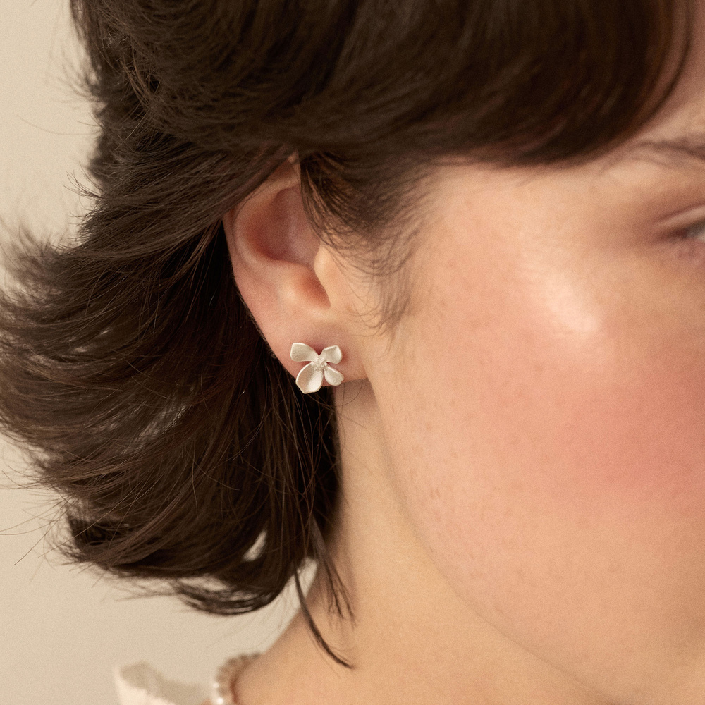 Srebrne kolczyki kwiaty Forget me not