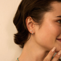 Srebrny kolczyk z listkami Birdy N°2