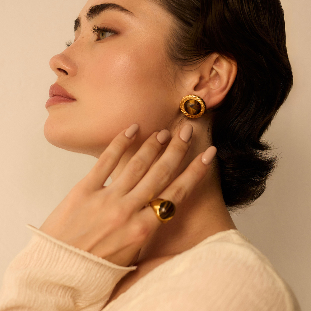 Złote kolczyki vintage Noir N°3