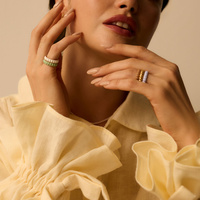 Złoty pierścionek z białą emalią Jasmine