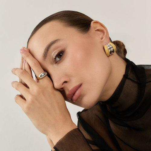 Srebrno-złote kolczyki vintage Fauna N°2