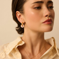 Złote kolczyki koła z kwarcem różowym Rose 