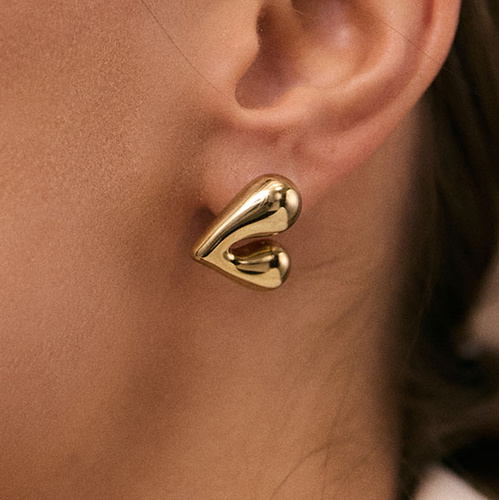 Złote kolczyki vintage Chunky Hearts