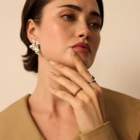 Złoty pierścionek z brązową emalią Mocha