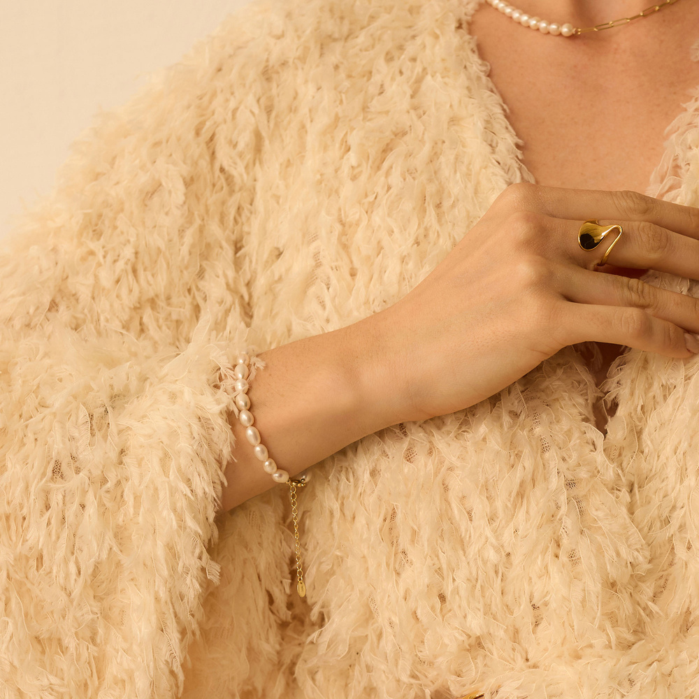 Bransoletka z pereł naturalnych Golden N°2 