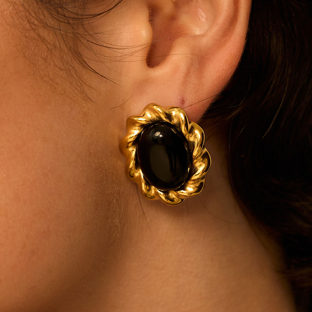 Złote kolczyki vintage Noir N°2