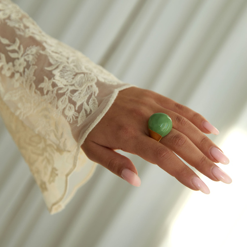 Złoty pierścionek z emalią Aurum Matcha