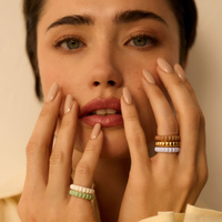 Złoty pierścionek z białą emalią Jasmine