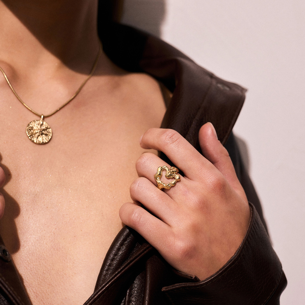 Złoty regulowany pierścionek IGNIS