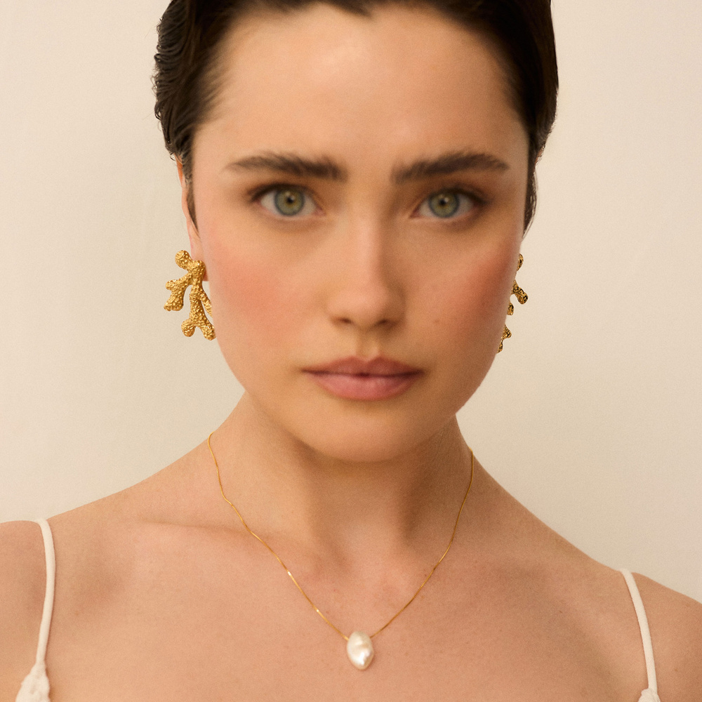 Złote kolczyki Coral Reef