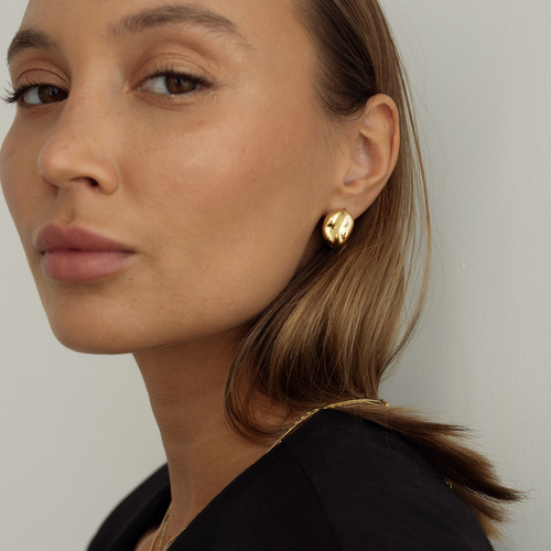 Złote gniecione kolczyki Oval N°2