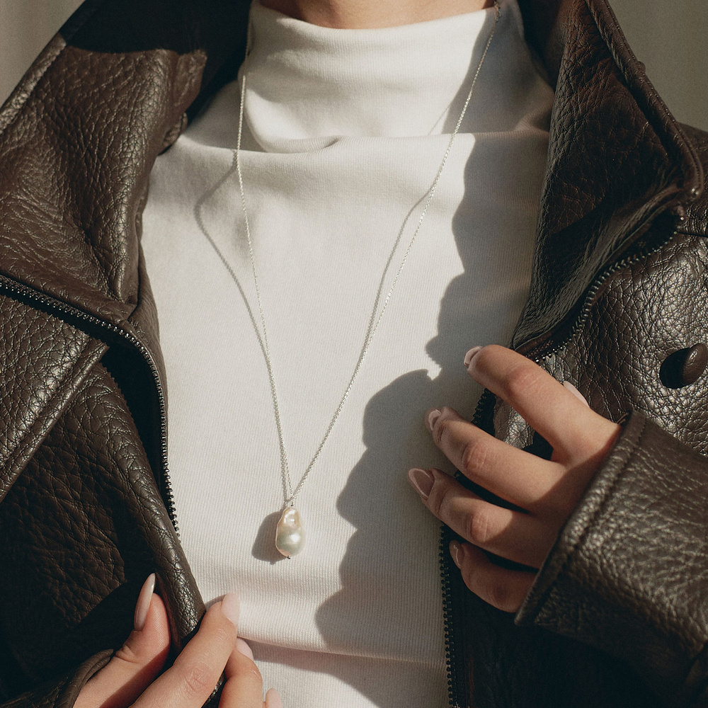 Srebrny naszyjnik Baroque Pearl