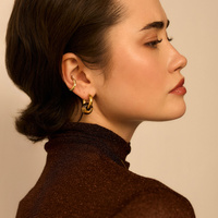 Złote kolczyki koła z oczkiem tygrysim Nocturne