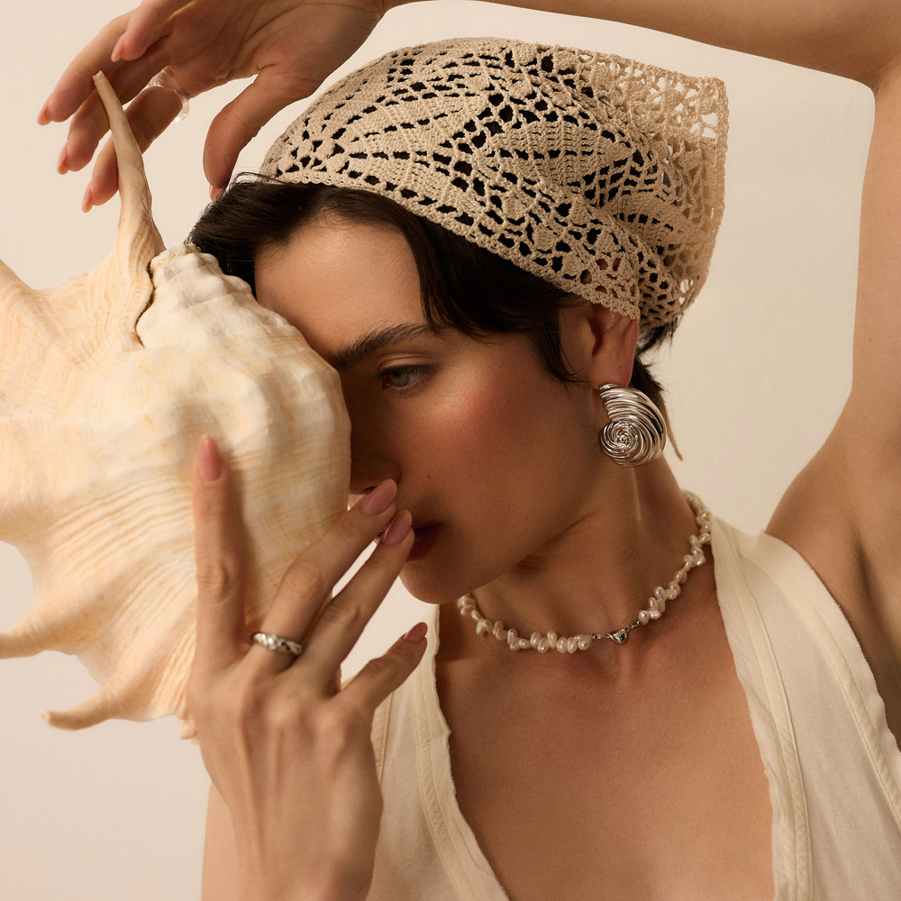 Srebrne kolczyki muszle Mermaid