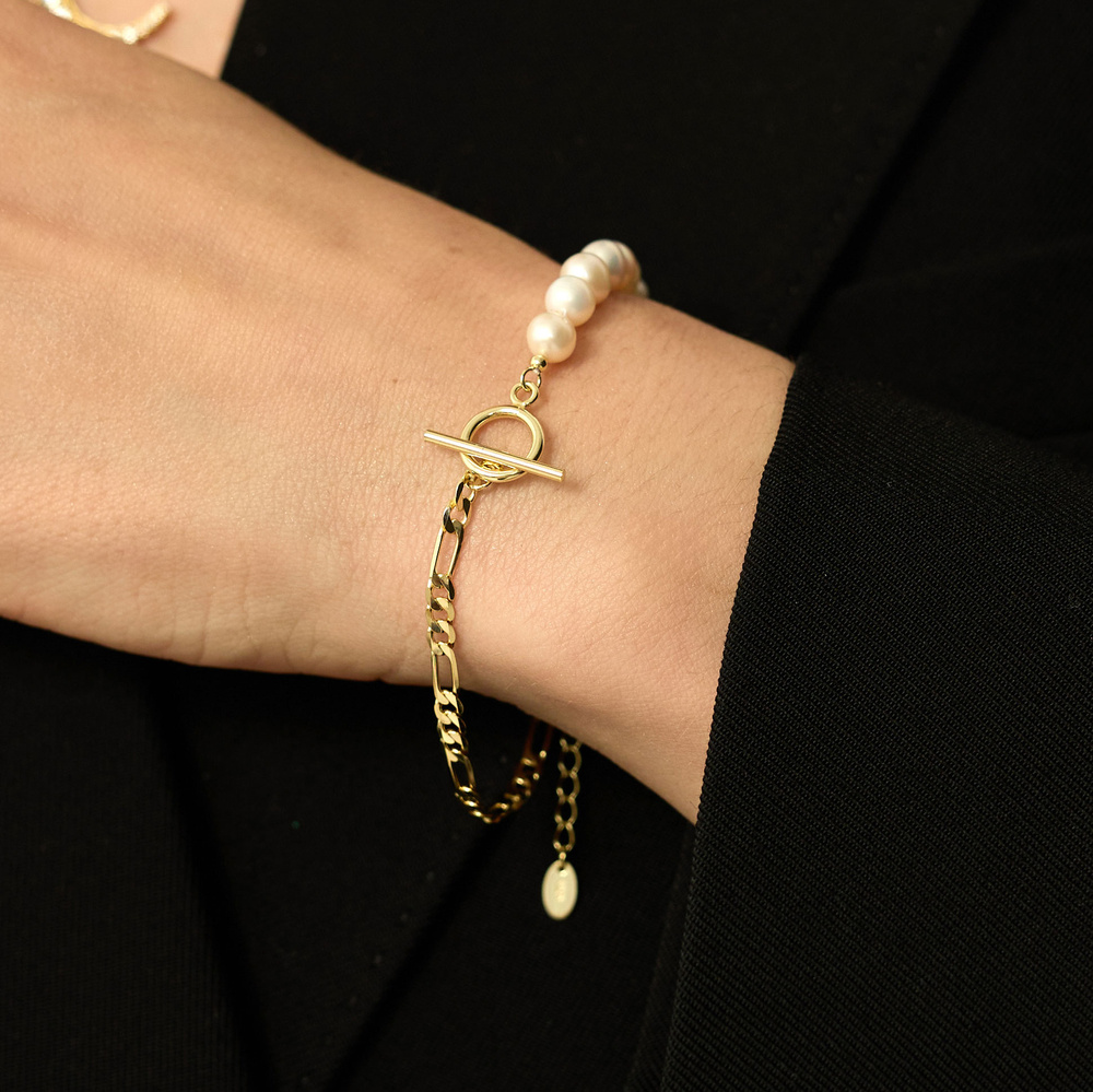 Złota bransoletka z perłami Whisper N°2