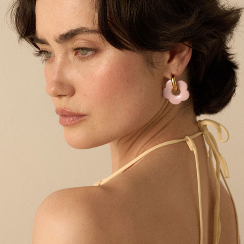 Złote kolczyki Fiore Plum