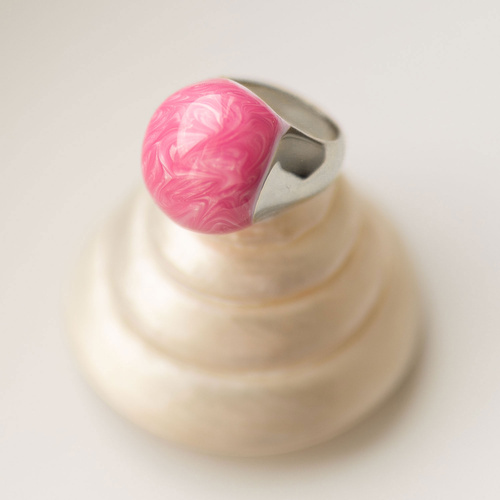 Srebrny pierścionek z różową emalią Aurum N°2