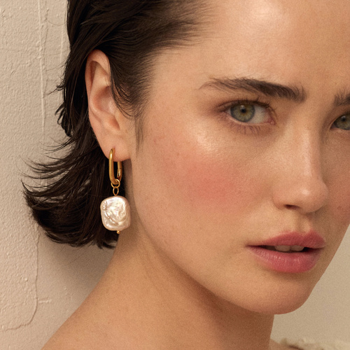 Złote kolczyki z pereł naturalnych Cloud N°2