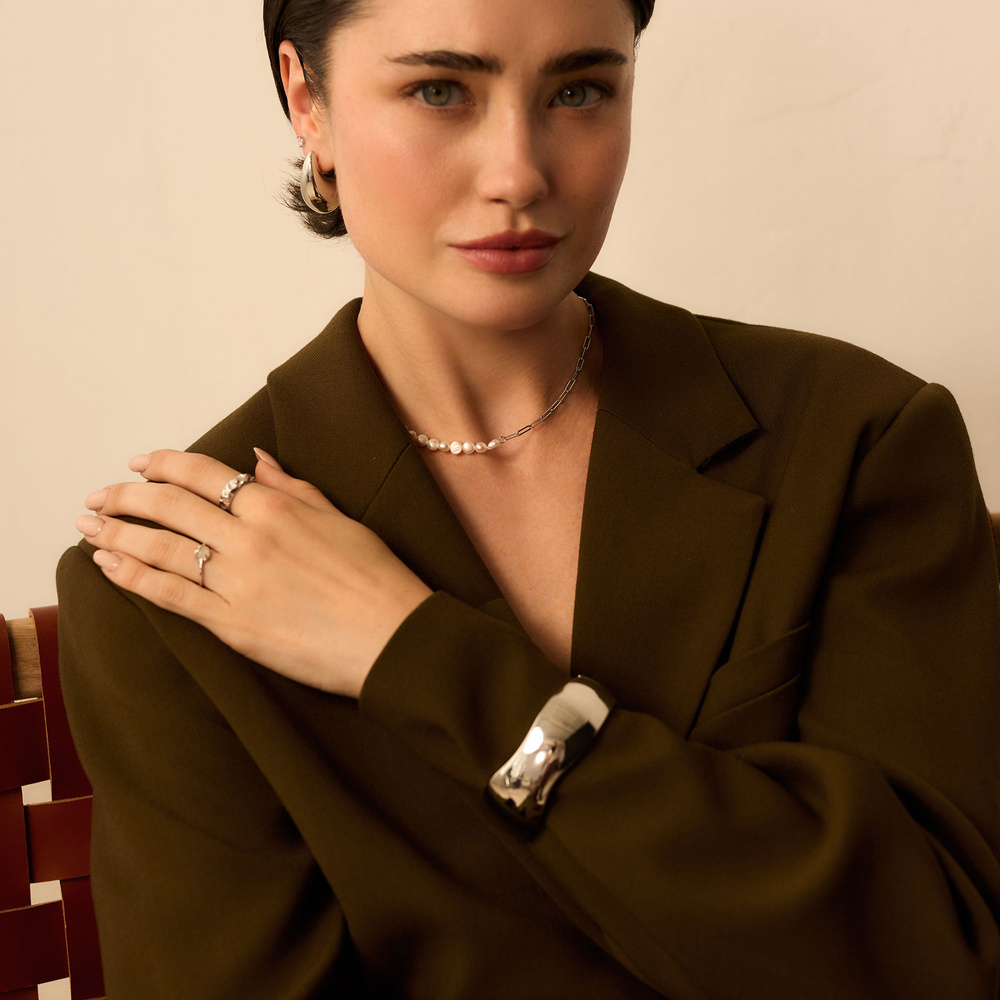 Srebrny naszyjnik z perłami naturalnymi Whisper