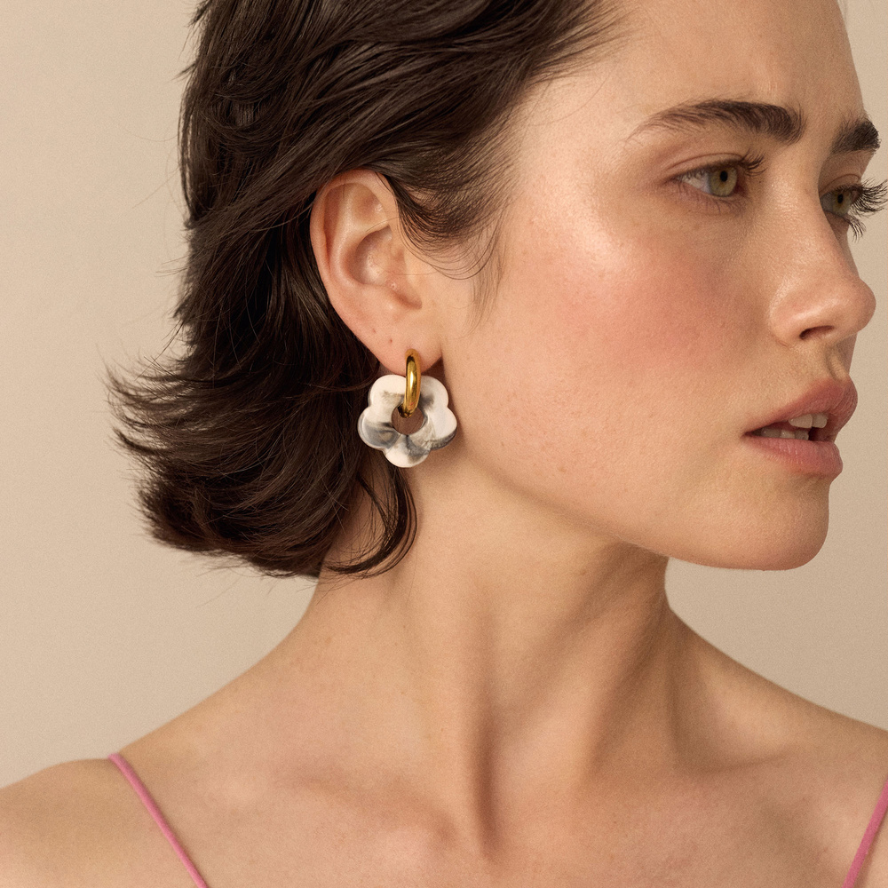 Złote kolczyki Fiore Marble