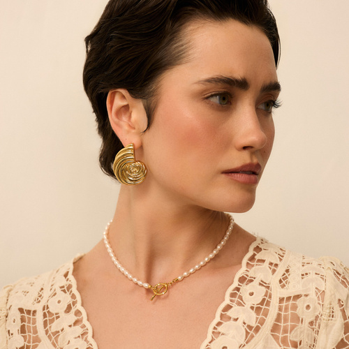 Złote kolczyki muszle Mermaid