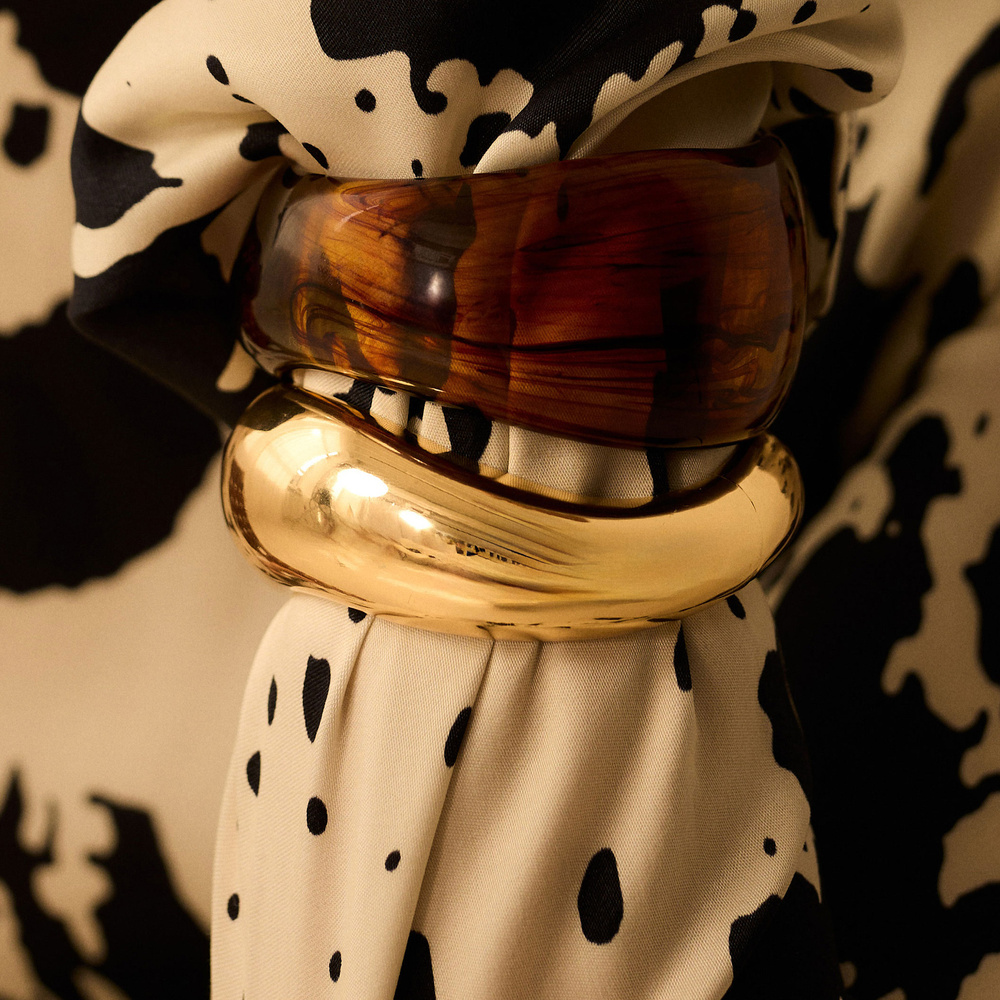 Złota sztywna bransoletka Bold N°2