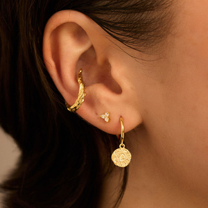 Złote kolczyki z monetką Coin (srebro 925)