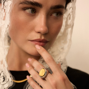 Srebrno-złoty sygnet Modern N°2