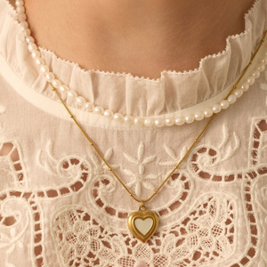 Złoty naszyjnik serce z masą perłową Aspre N°5