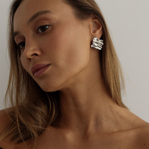 Srebrne gniecione kolczyki vintage N°3