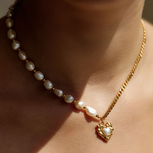 Złoty naszyjnik z pereł Pearl Heart N°4