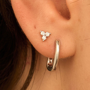 Srebrny kolczyk z listkami Birdy N°2