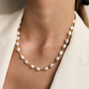 Złoty naszyjnik z pereł naturalnych Golden N°2