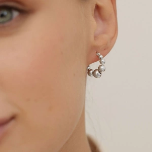 Srebrne kolczyki koła z kulami (srebro 925)